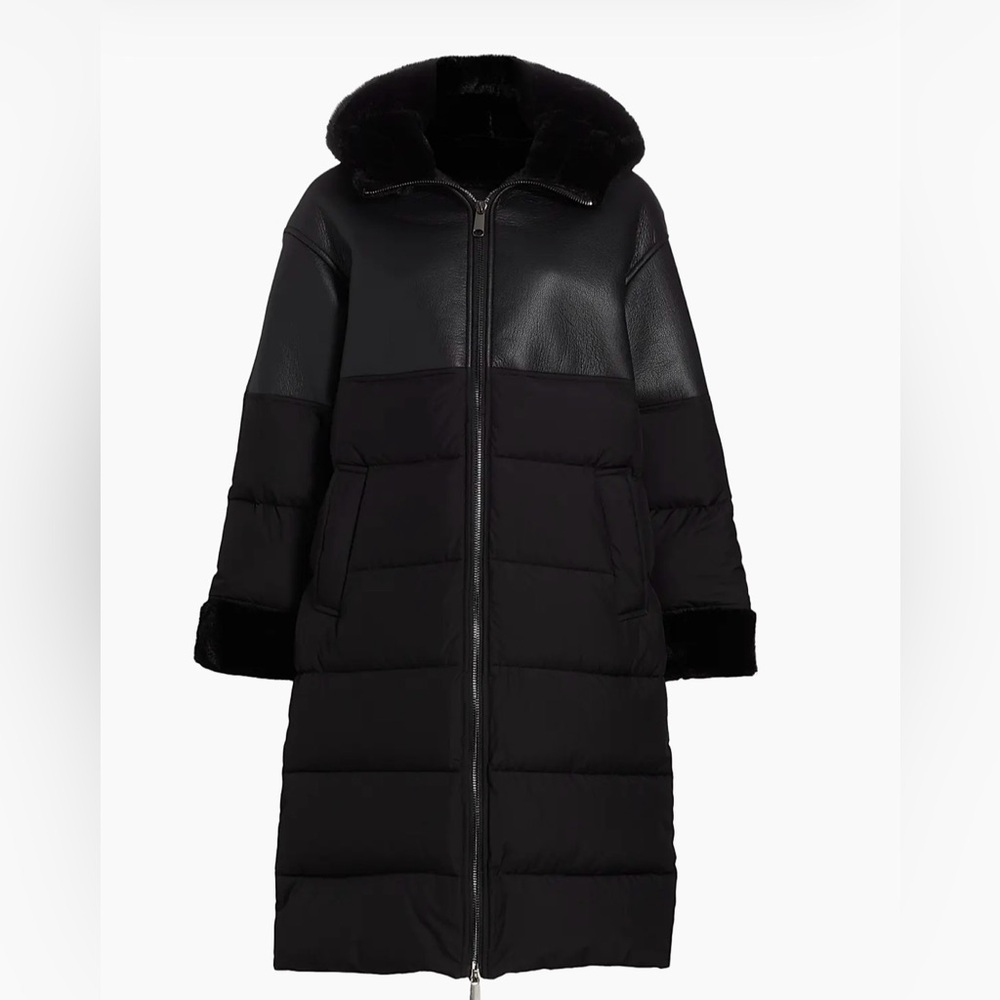 💥 Saks Fifth Avenue Mixed Faux Shearling Puffer💥